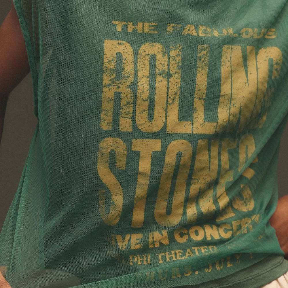 Pilcro Green and Gold Graphic Tank Top